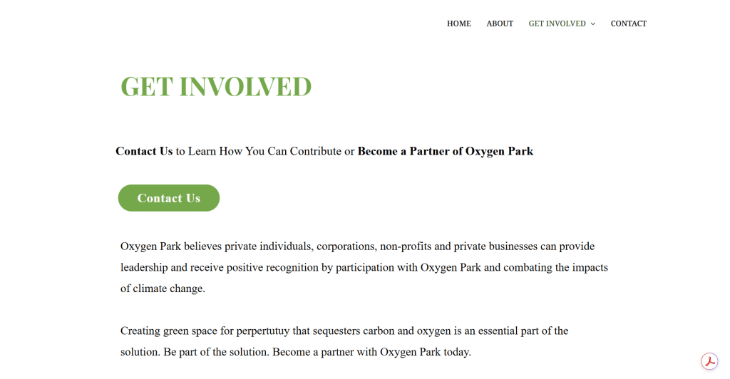 Get Involved Oxygen ParkWeb Page