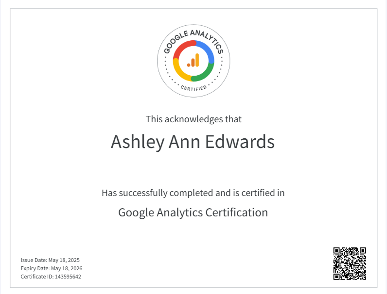 Google Ads Certified Ashley Ann Edwards
